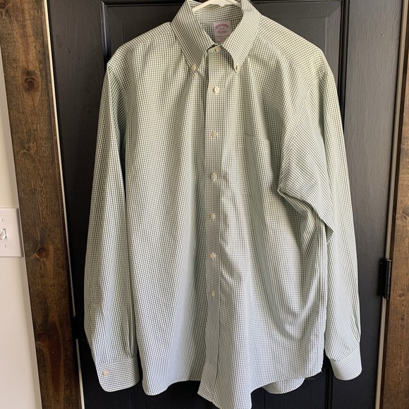 Brooks Brothers Other - BROOKS BROTHERS  THE ORIGINAL POLO SHIRT Mens 16/35  LONG SLEEVE Green Checked